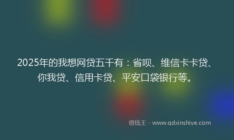 2025年的我想网贷五千有：省呗、维信卡卡贷、你我贷、信用卡贷、平安口袋银行等。