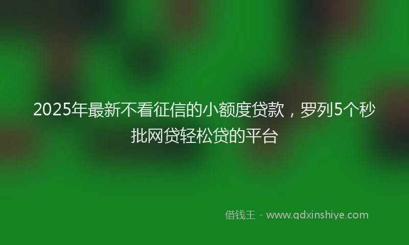 2025年最新不看征信的小额度贷款，罗列5个秒批网贷轻松贷的平台