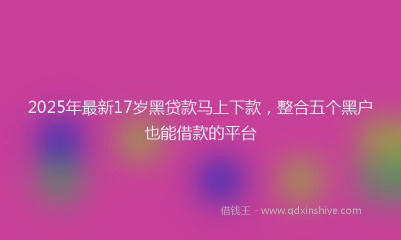 2025年最新17岁黑贷款马上下款，整合五个黑户也能借款的平台