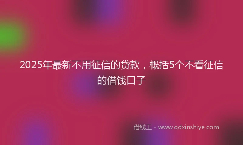 2025年最新不用征信的贷款，概括5个不看征信的借钱口子