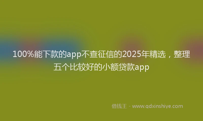 100%能下款的app不查征信的2025年精选，整理五个比较好的小额贷款app