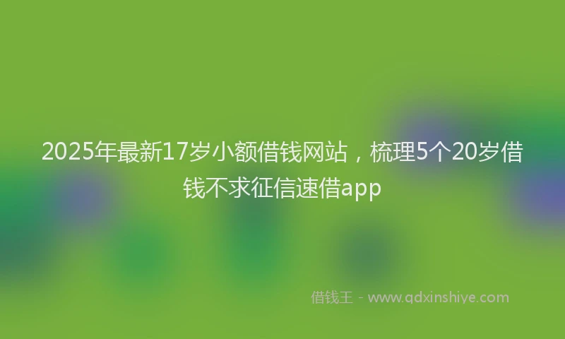 2025年最新17岁小额借钱网站，梳理5个20岁借钱不求征信速借app