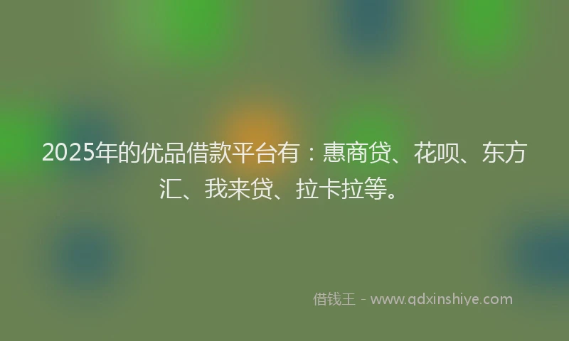 2025年的优品借款平台有：惠商贷、花呗、东方汇、我来贷、拉卡拉等。