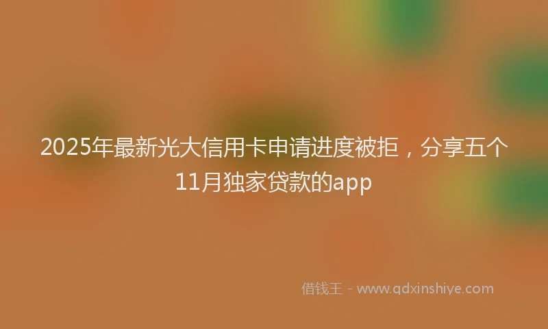 2025年最新光大信用卡申请进度被拒，分享五个11月独家贷款的app