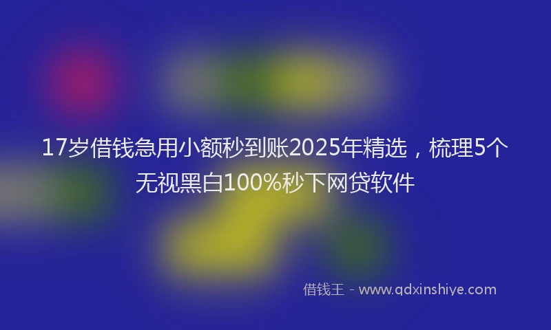17岁借钱急用小额秒到账2025年精选，梳理5个无视黑白100%秒下网贷软件