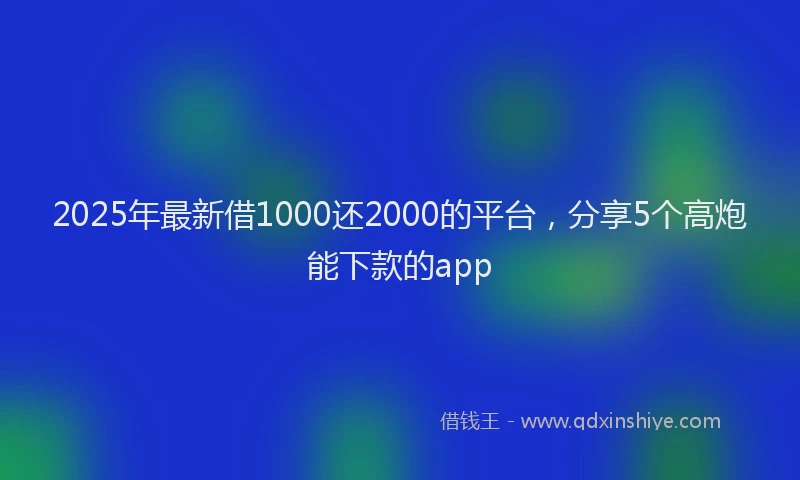 2025年最新借1000还2000的平台，分享5个高炮能下款的app