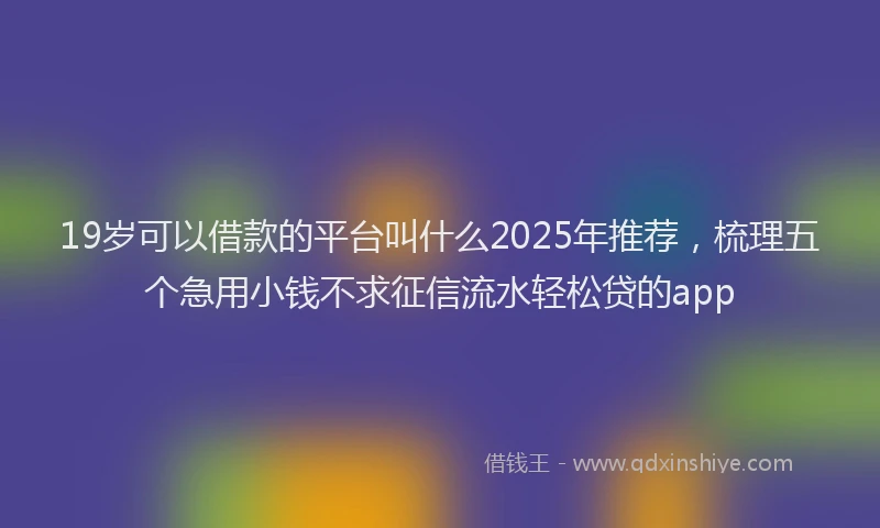 19岁可以借款的平台叫什么2025年推荐，梳理五个急用小钱不求征信流水轻松贷的app