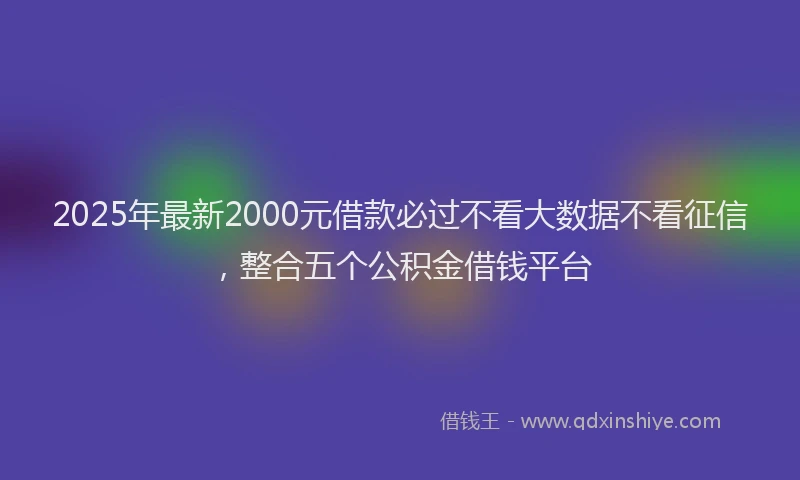 2025年最新2000元借款必过不看大数据不看征信，整合五个公积金借钱平台