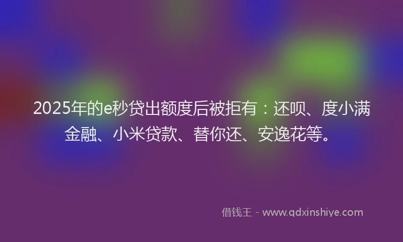 2025年的e秒贷出额度后被拒有：还呗、度小满金融、小米贷款、替你还、安逸花等。