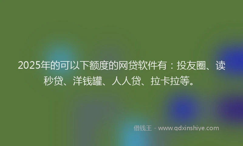 2025年的可以下额度的网贷软件有：投友圈、读秒贷、洋钱罐、人人贷、拉卡拉等。