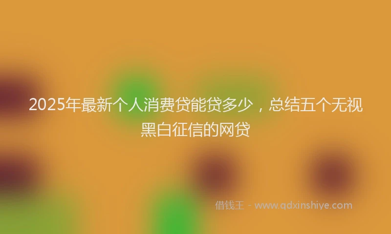2025年最新个人消费贷能贷多少，总结五个无视黑白征信的网贷