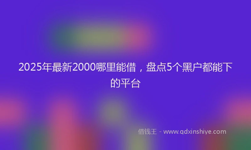 2025年最新2000哪里能借，盘点5个黑户都能下的平台