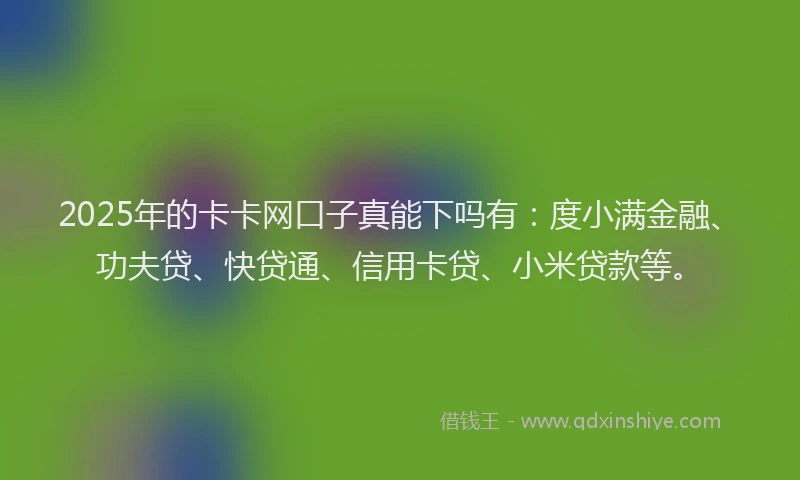 2025年的卡卡网口子真能下吗有：度小满金融、功夫贷、快贷通、信用卡贷、小米贷款等。
