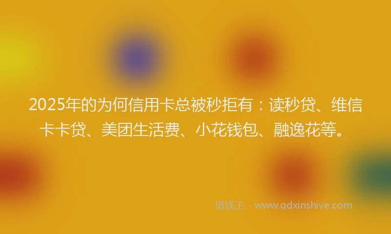 2025年的为何信用卡总被秒拒有：读秒贷、维信卡卡贷、美团生活费、小花钱包、融逸花等。