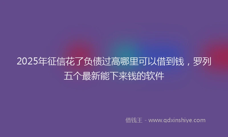 2025年征信花了负债过高哪里可以借到钱，罗列五个最新能下来钱的软件