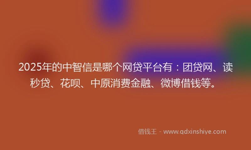 2025年的中智信是哪个网贷平台有：团贷网、读秒贷、花呗、中原消费金融、微博借钱等。