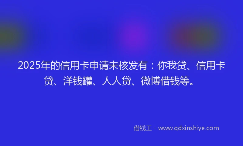2025年的信用卡申请未核发有：你我贷、信用卡贷、洋钱罐、人人贷、微博借钱等。