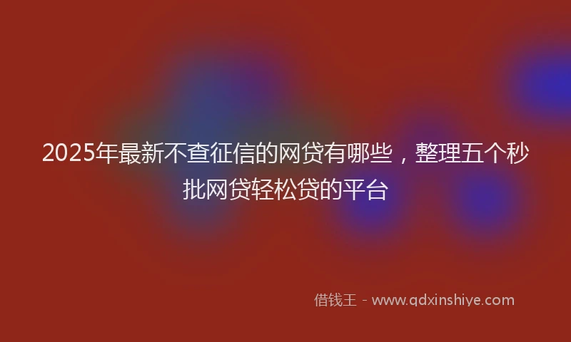 2025年最新不查征信的网贷有哪些，整理五个秒批网贷轻松贷的平台