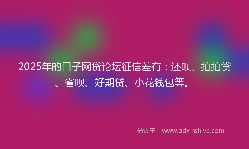 2025年的口子网贷论坛征信差有：还呗、拍拍贷、省呗、好期贷、小花钱包等。