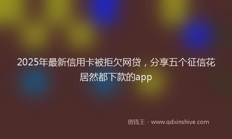 2025年最新信用卡被拒欠网贷，分享五个征信花居然都下款的app