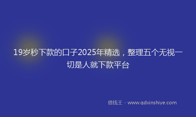 19岁秒下款的口子2025年精选，整理五个无视一切是人就下款平台