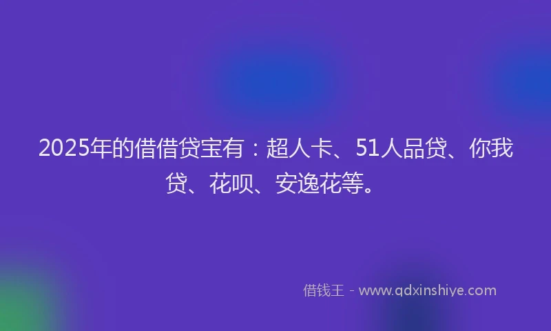 2025年的借借贷宝有：超人卡、51人品贷、你我贷、花呗、安逸花等。