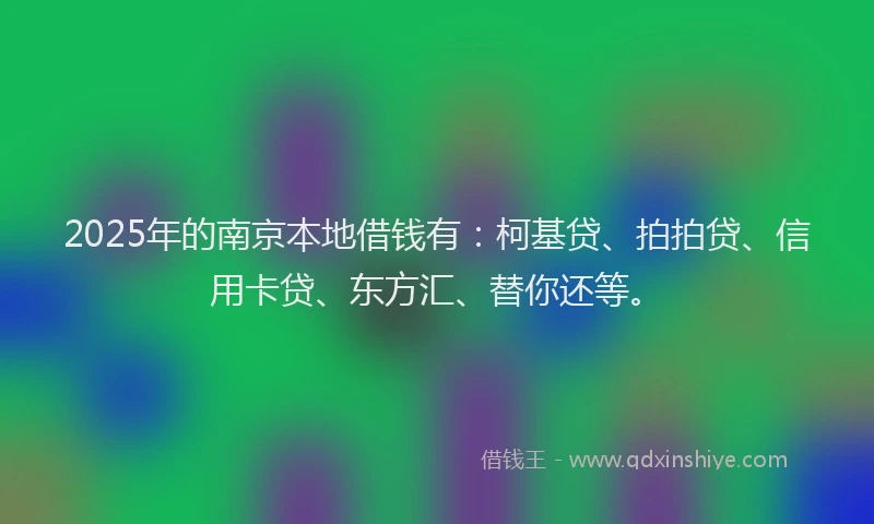 2025年的南京本地借钱有：柯基贷、拍拍贷、信用卡贷、东方汇、替你还等。