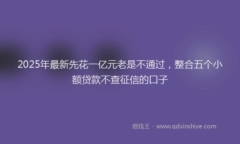 2025年最新先花一亿元老是不通过，整合五个小额贷款不查征信的口子