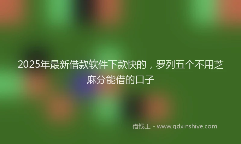 2025年最新借款软件下款快的，罗列五个不用芝麻分能借的口子