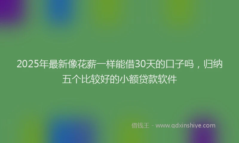 2025年最新像花薪一样能借30天的口子吗，归纳五个比较好的小额贷款软件