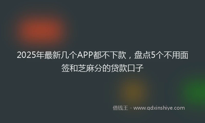 2025年最新几个APP都不下款，盘点5个不用面签和芝麻分的贷款口子