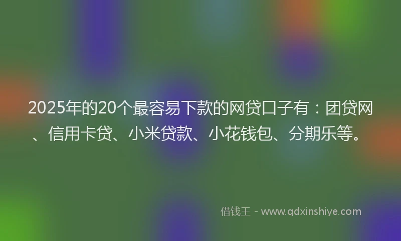 2025年的20个最容易下款的网贷口子有：团贷网、信用卡贷、小米贷款、小花钱包、分期乐等。