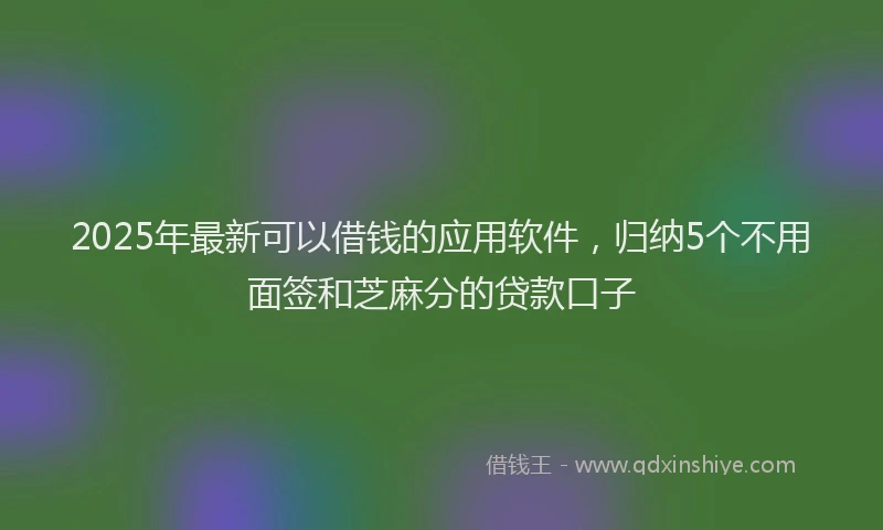 2025年最新可以借钱的应用软件，归纳5个不用面签和芝麻分的贷款口子