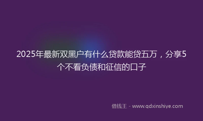 2025年最新双黑户有什么贷款能贷五万，分享5个不看负债和征信的口子