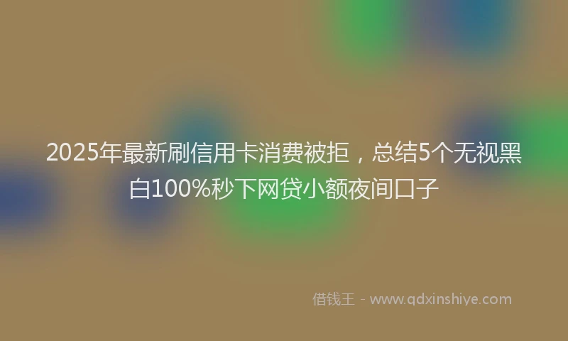 2025年最新刷信用卡消费被拒，总结5个无视黑白100%秒下网贷小额夜间口子