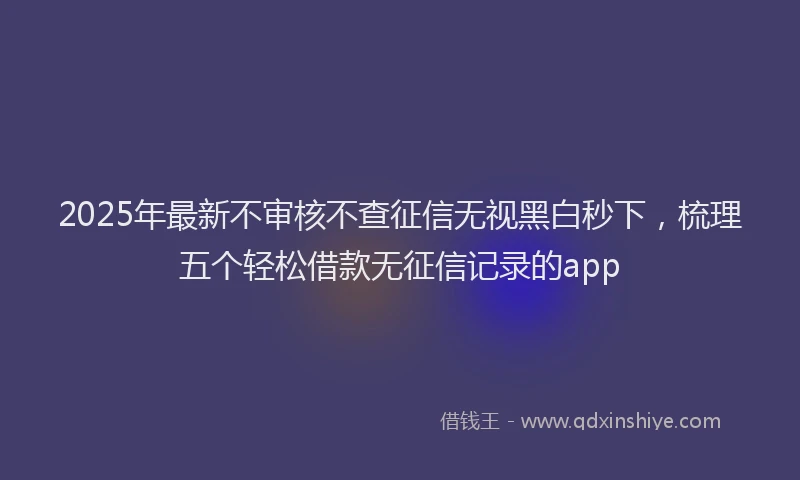 2025年最新不审核不查征信无视黑白秒下，梳理五个轻松借款无征信记录的app