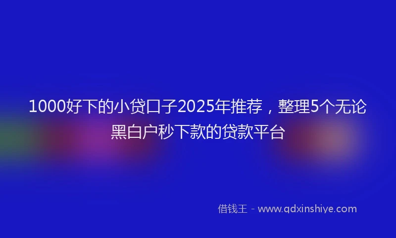 1000好下的小贷口子2025年推荐，整理5个无论黑白户秒下款的贷款平台