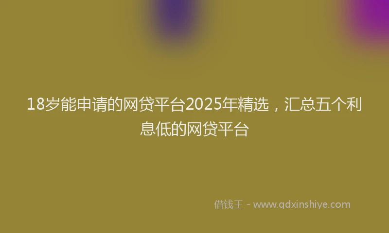 18岁能申请的网贷平台2025年精选，汇总五个利息低的网贷平台