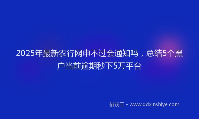 2025年最新农行网申不过会通知吗，总结5个黑户当前逾期秒下5万平台