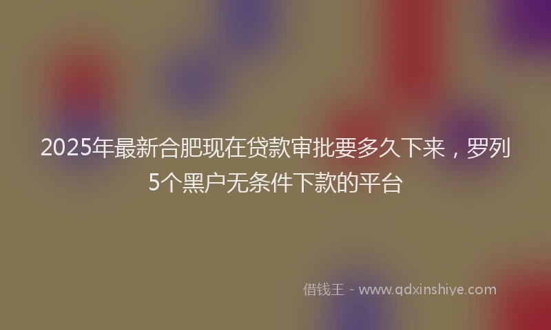 2025年最新合肥现在贷款审批要多久下来，罗列5个黑户无条件下款的平台