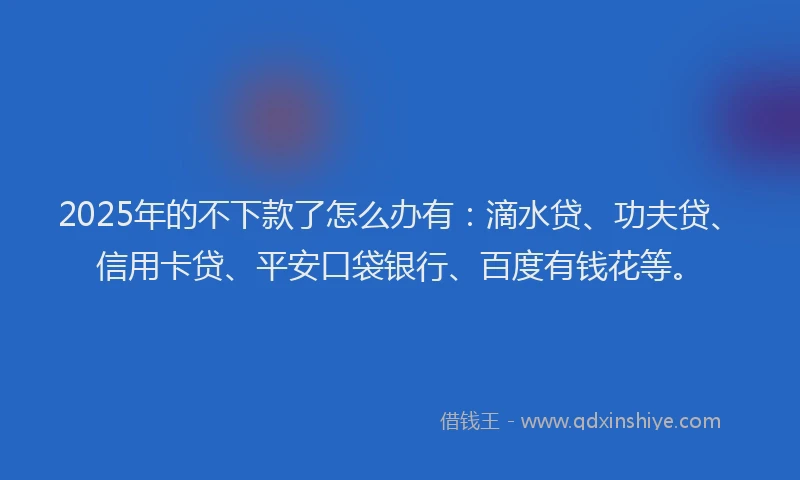 2025年的不下款了怎么办有：滴水贷、功夫贷、信用卡贷、平安口袋银行、百度有钱花等。