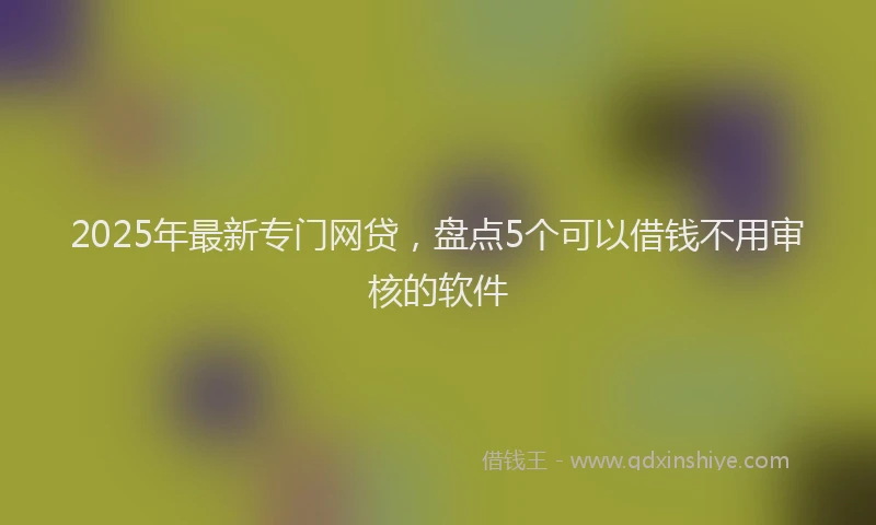 2025年最新专门网贷，盘点5个可以借钱不用审核的软件