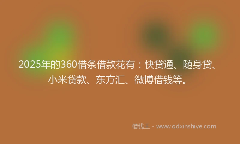 2025年的360借条借款花有：快贷通、随身贷、小米贷款、东方汇、微博借钱等。