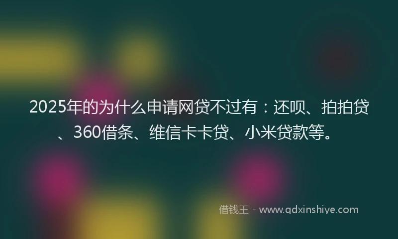 2025年的为什么申请网贷不过有：还呗、拍拍贷、360借条、维信卡卡贷、小米贷款等。