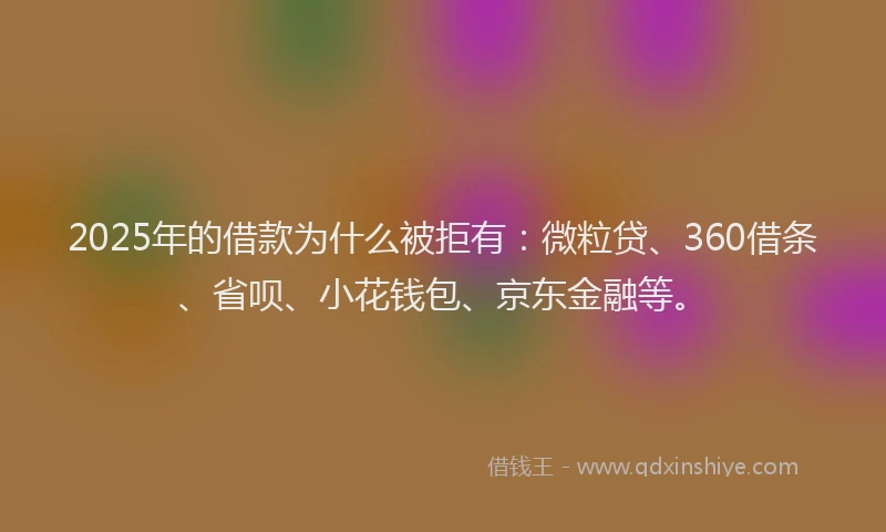 2025年的借款为什么被拒有：微粒贷、360借条、省呗、小花钱包、京东金融等。