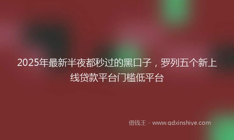 2025年最新半夜都秒过的黑口子，罗列五个新上线贷款平台门槛低平台