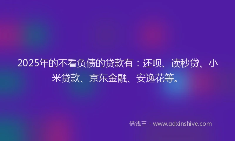 2025年的不看负债的贷款有：还呗、读秒贷、小米贷款、京东金融、安逸花等。