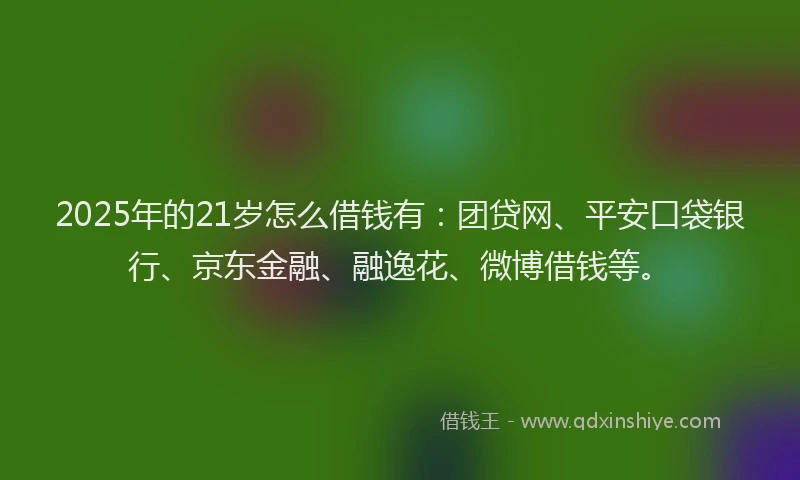 2025年的21岁怎么借钱有：团贷网、平安口袋银行、京东金融、融逸花、微博借钱等。