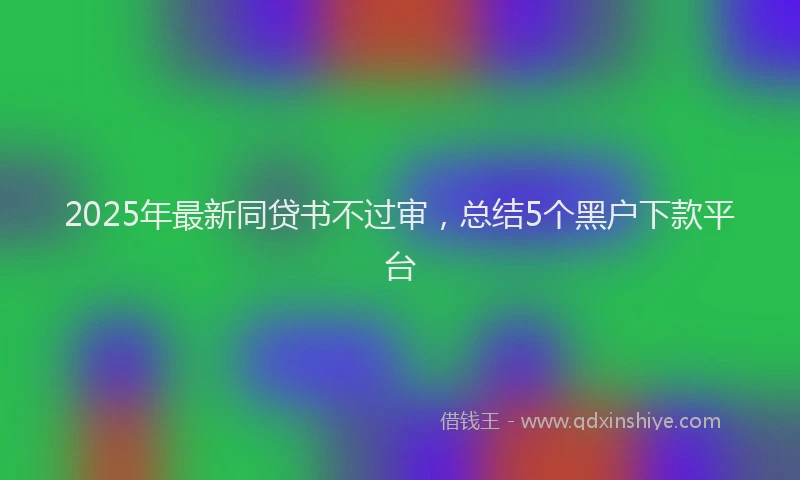 2025年最新同贷书不过审，总结5个黑户下款平台