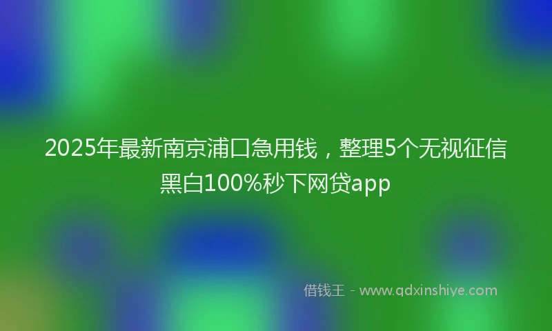 2025年最新南京浦口急用钱，整理5个无视征信黑白100%秒下网贷app